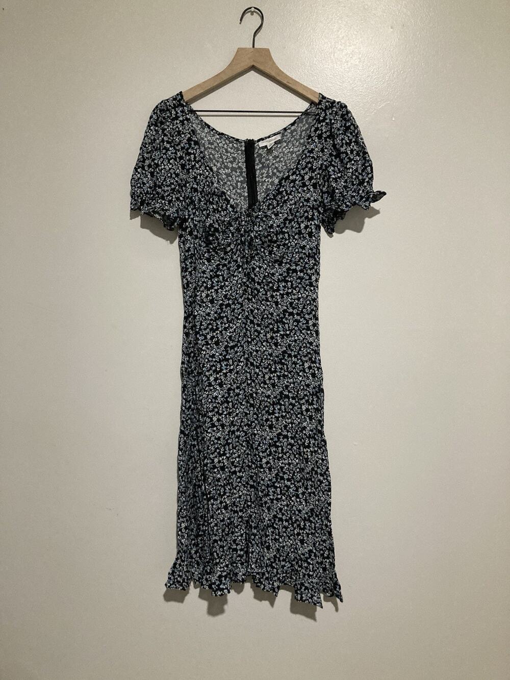 Morgan Taylor Woman Yellow Floral Maxi Sweetheart Tie Size Medium Back Zip